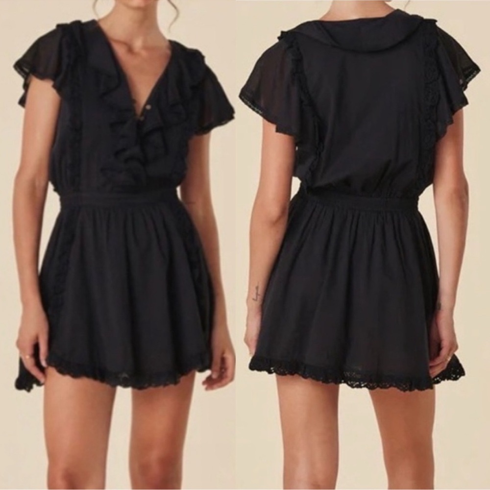 Spell Dove Black Ruffle Dress